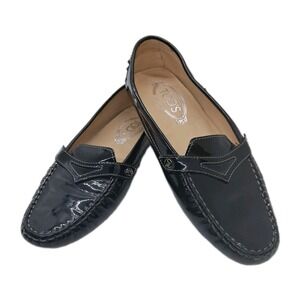 TODS Penny Loafers Womens 8 1/2 Black Leather Driving Shoes Made in Italy